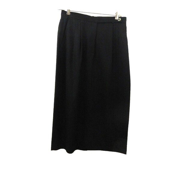 Perry Ellis Portfolio Skirt Womens Size 14 Black Pencil Straight 100% Wool Italy - Picture 1 of 10